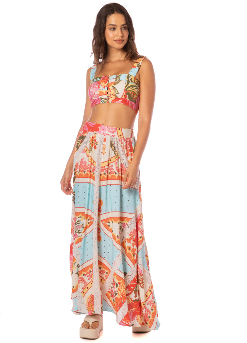 Floral Groove Daily Beachwear Crop Top