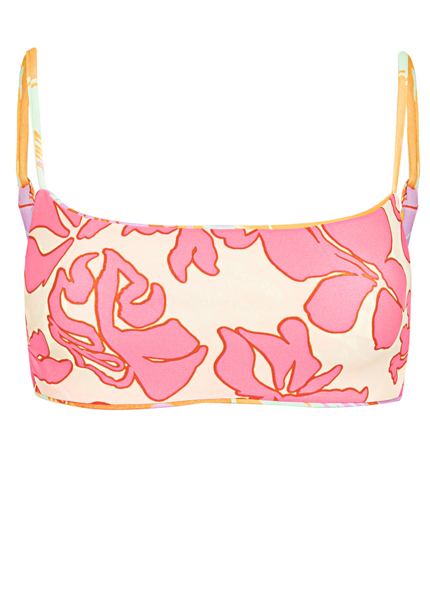 Hawaiian Floral Scape Sporty Bralette Bikini Top