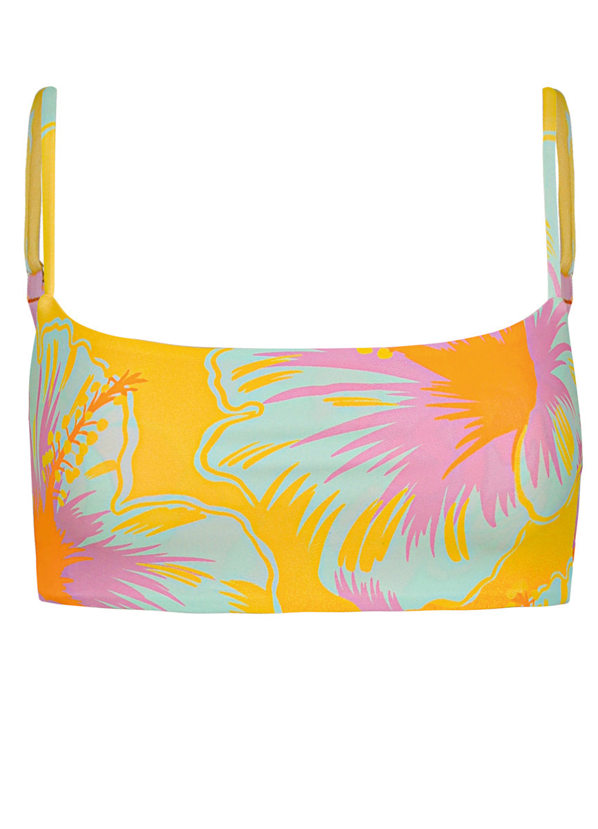Hawaiian Floral Scape Sporty Bralette Bikini Top