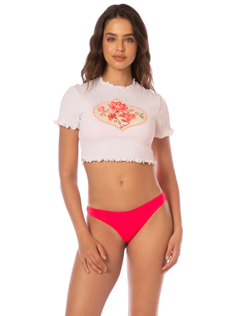 Vanilla Cream Nerina Beachwear Crop Top
