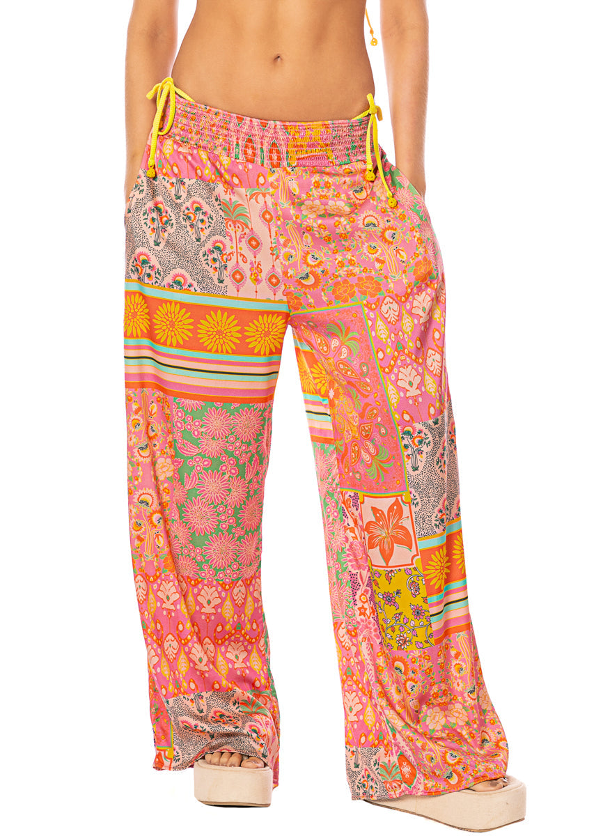 Boho Damask Marsala Pants