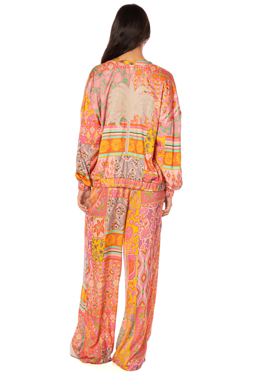 Boho Damask Marsala Pants