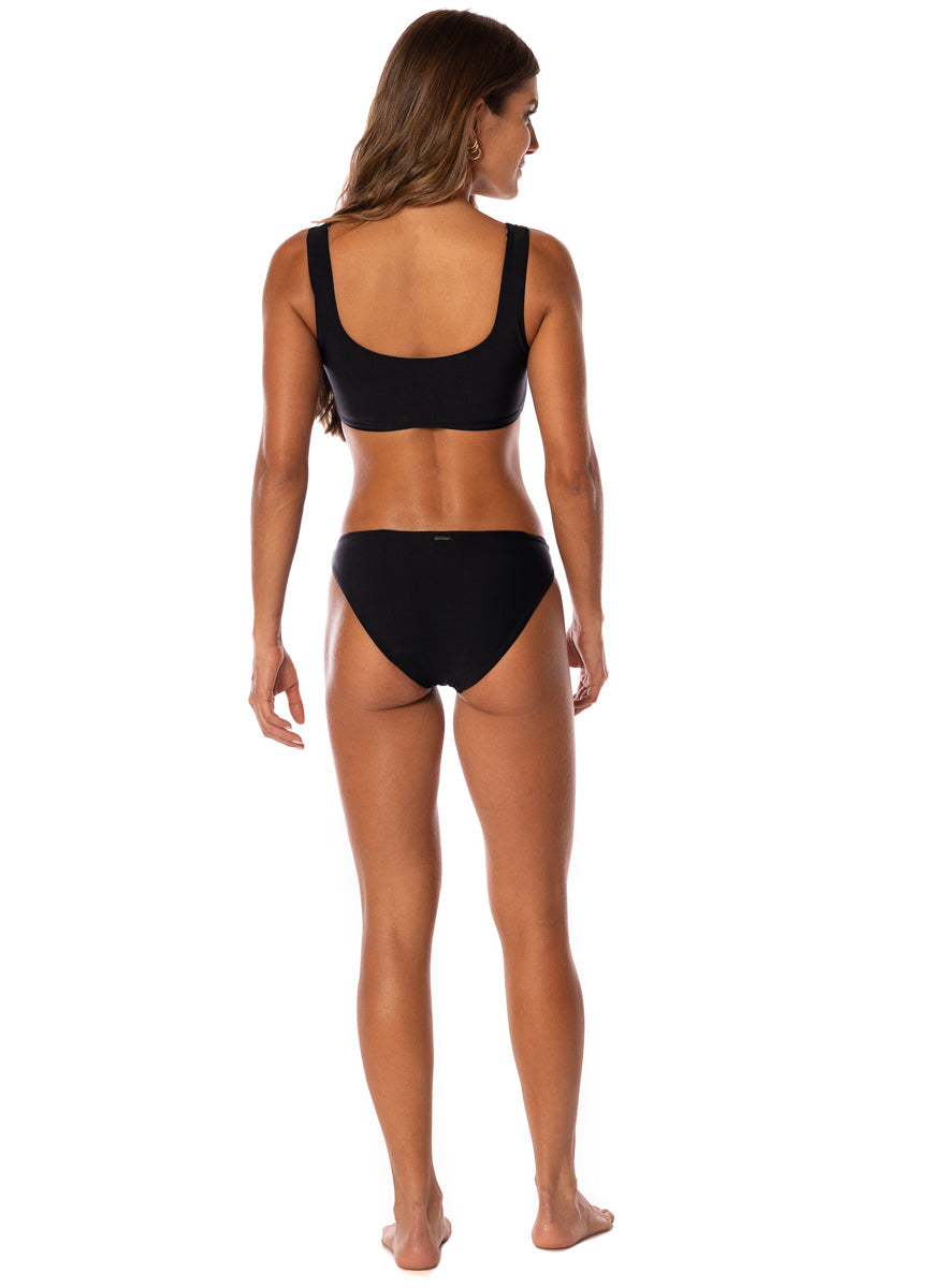 Midnight Black Dazzle Lace Up Bralette Bikini Top