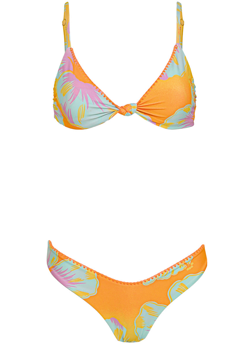 Hawaiian Floral Sahara Fixed Triangle Bikini Top