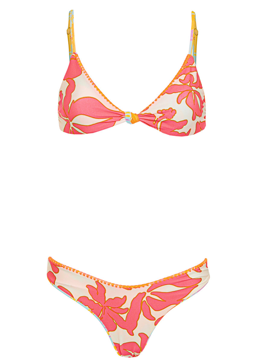 Hawaiian Floral Sahara Fixed Triangle Bikini Top