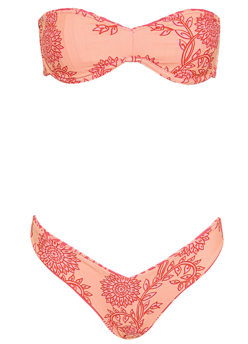 Coral Reef Rosebud Strapless Bandeau Bikini Top