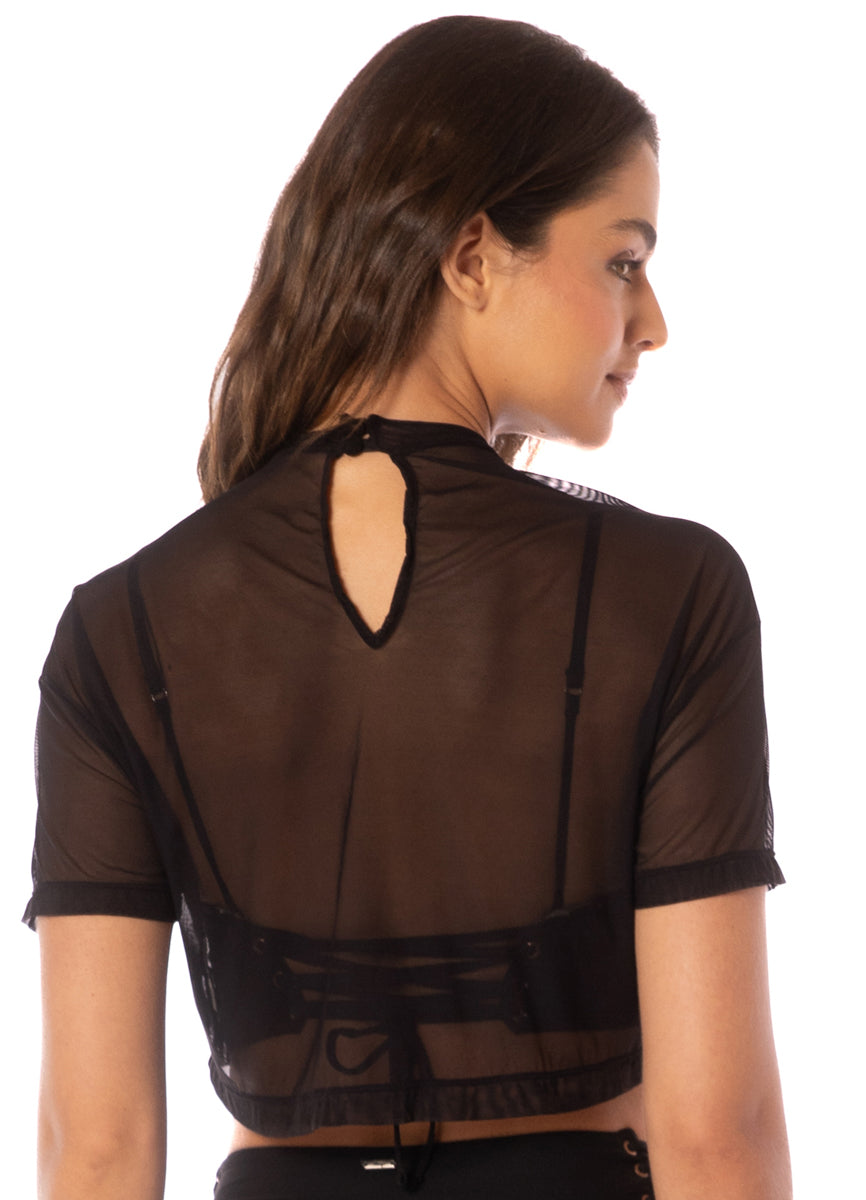 Onyx Black Free Beachwear Crop Top