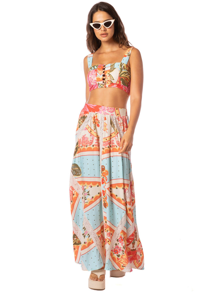 Floral Groove Daily Beachwear Crop Top