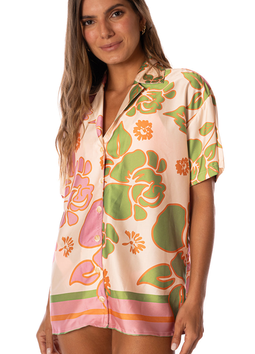 Floating Blooms Noise Long Shirt
